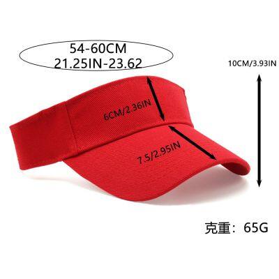 Solid Color Cotton Visor Summer Printing LOGO Marathon Sports Hat Travel Shading Sun Protection Portable Men Women Cap Wholesale photo-5