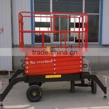 hydraulic four wheels mobile scissor lift platform/small scissor fork lift