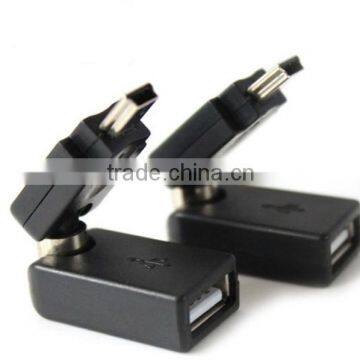 360 Degree Rotation USB 2.0 female to mini USB 5 Pin male OTG Adapter Swivel Twist Angle Car Stereo Extension Connector