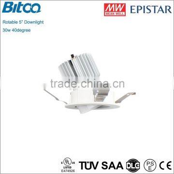 Adjustable recessed LED downlight, 360degree rotation LED downlight with bridgelux COB