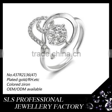 2015 latest design gemstone 925 silver white zircon white gold finger rings for gilrs