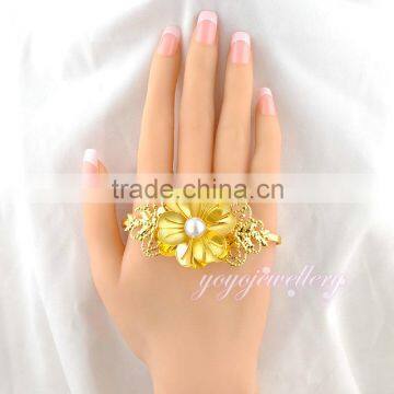 girl fancy flower shape personalized fashion indian metal cuff fake gold bangles