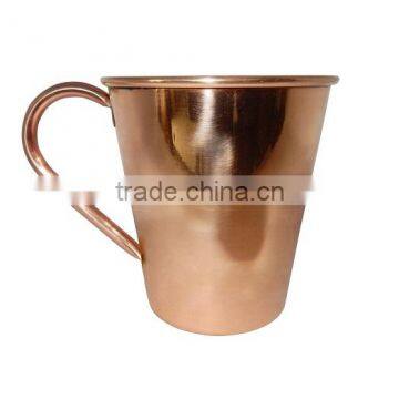 COPPER CONICAL MUG 18 Oz. SMOOTH WITH COPPER ? SHAPE HANDLE