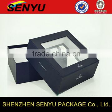 Blakc Kraft Paper Transperant PVC Paper Box with PVC Window for Sale