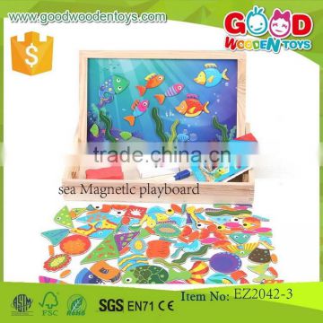 qualified kids learning toys sea Magnetic playboard OEM wooden magnetic easel EZ2042-3