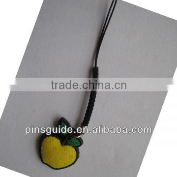 Manufacturer 3D Custom Soft PVC Single Side Fruit Charm Logo Blank Keychain Or Phone Strap