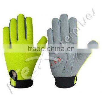 Cycle Gloves,Florescent Green Color Cycling Gloves,Full Fingers Cycling Gloves,Bike Gloves,Custom Bike Gloves