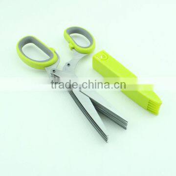 Stainless Steel 5 Blades Herb Shears With Cleaning Comb Cover photo-3