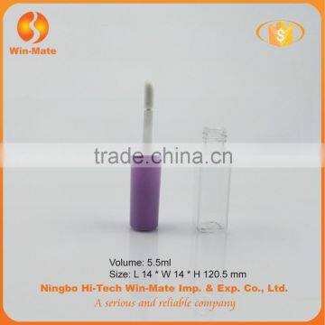 Mini Purple Cap Flat Empty 5.6ml Clear Plastic Lip Gloss Tube photo-2