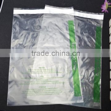 heat seal self adhesive high quality transparent PE green printing packing bag