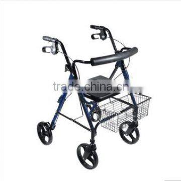 Lightweight Walker Rollator with 8" Wheels and Loop Brakes, Blue