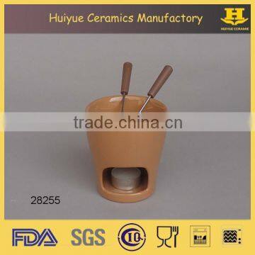 Chocolate color fondue, stoneware fondue mug