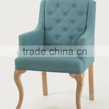 button design solid oak shape back fabric chair/french style armchair (CH-270-OAK)