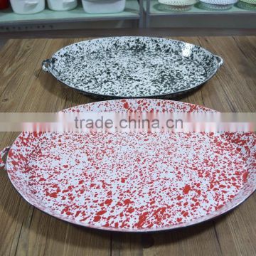 Oval flat handle serving tray