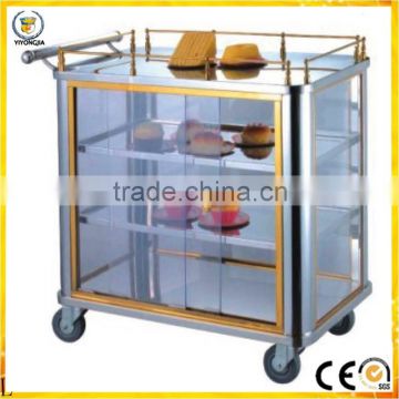 All steel snack car hotel service stainless steel trolley service designs trolley with glasses