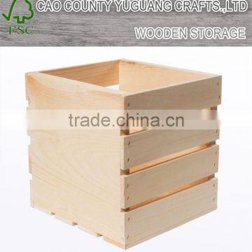 Houseworks Unfinished Wood Finish Storage Crate Pallet Basket Square Wood Crate