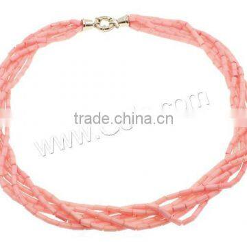 3.5x7mm More Colors For Choice Brass Spring Ring Clasp Natural Coral Necklace