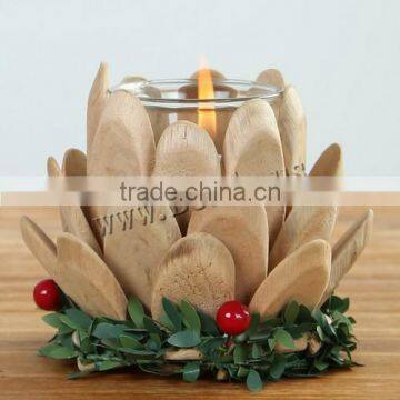 plastic flower hobby lotus decorative wooden candle holder