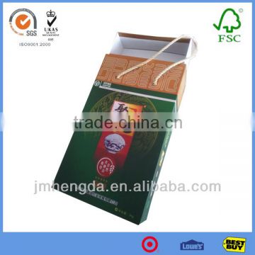 Ecofriendly colorful printed gift boxes for rice with rope rice packaging box