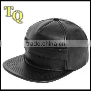 high quality black blank leather snapback cap