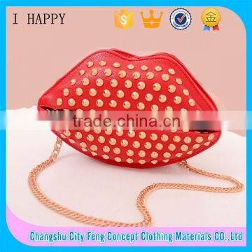 Fashion Rivert Studded Lip Shaped Ladies Shoulder Handbags                        
                                                Quality Choice