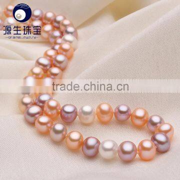 natural pearl necklace fresh water multicolor pearl necklace 8-9mm high luster