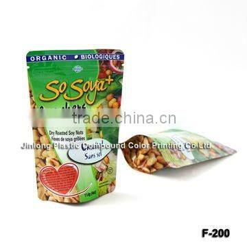 stand up soy nut packaging bag with zipper