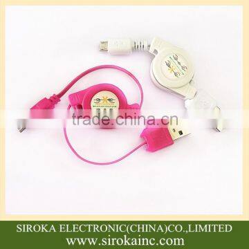 Wholesale colorful retractable 2.0 USB micro charger cable for Samsung Android phones