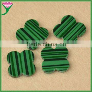 Good quality cheap price rough four leaf clover flower cut loose green malachite gemstone for jewelry marking