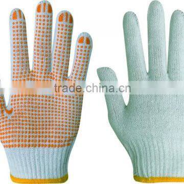 User-friendly pvc double side dotted cotton gloves