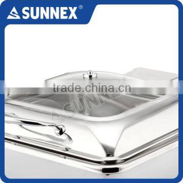 SUNNEX Factory Price Standard Mirror Finish Rectangular 5.5 Litre Glass Lid Buffet Food Warmer photo-5