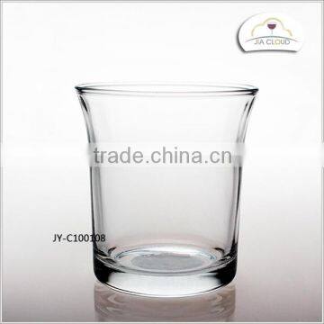 clear glass tea cup without handle