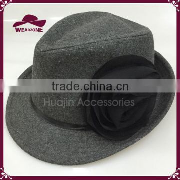 2015 New Design Wool Blend Fedora Big Flower Hats