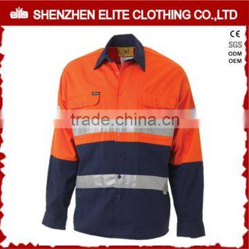 100% cotton hi viz shirt safety reflective tape hi vis shirt