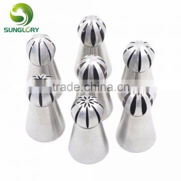 7PCS Cupcake Stainless Steel Russian Ball Nozzles Flower Fondant Icing Piping Tips Cream Torch Pastry Tube Cake Decorating Tools