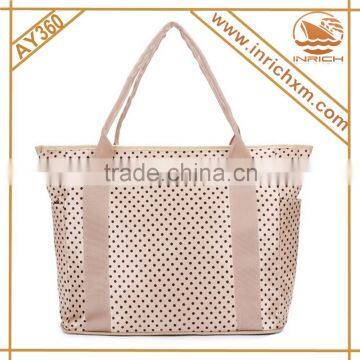 Shiny Grey Polka Dot Sport Tote Bag,Waterproof Baby Bag