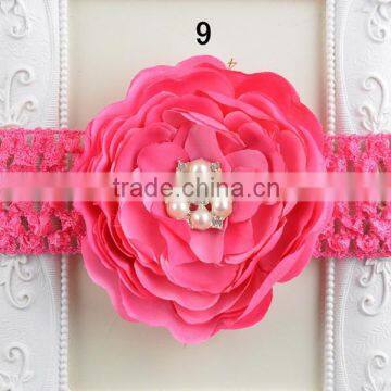 Handmade Knit Crochet Flower Headband, Hand Wide Crochet Headbands