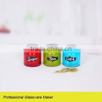 popular 3pcs glass coffee sugar tea canister for spice seasoning