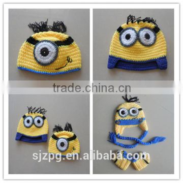 cartoon minion style charcter baby hats newborn formal cotton hats