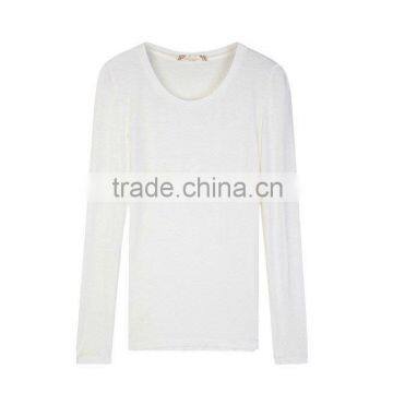 Cotton elasticity white Long Sleeves Casual t-Shirt