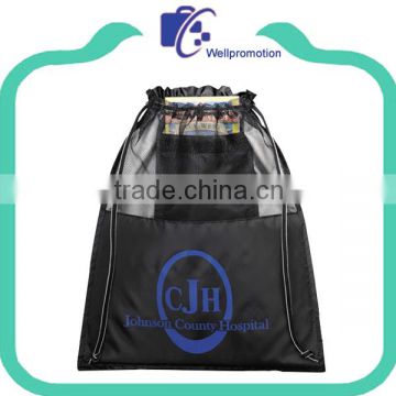 Foldable 600D polyester drawstring shoe bag