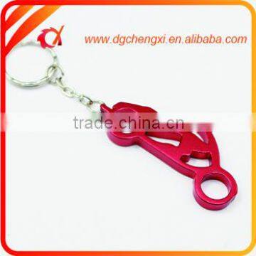 Aluminum red Moto-shaped bottle opener keychain