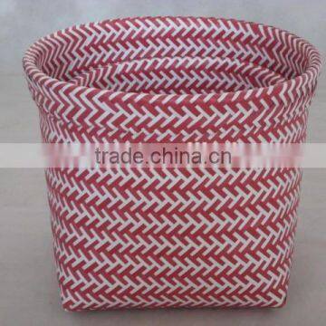 PP Strap Weaving Zig Zag Round Top Square Bottom Basket Set of 2 photo-3