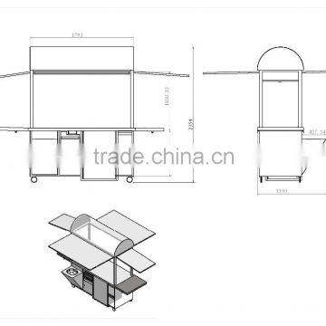 Customized Mobile Outdoor Street Vending Trailer/ Outdoor Retail Kiosks Coffee Cart Design