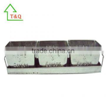 3 Set Tin Pot Tray Garden Porch Windowsill Metal Plant Pot With Seeds