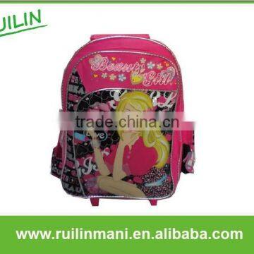 600D Polyester Cheap Trolley School Bag, School Trolley Bag