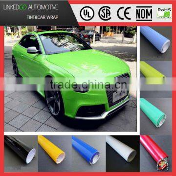 Most popular car body sitcker gloss lime green car wrap auto wrap car wrapping