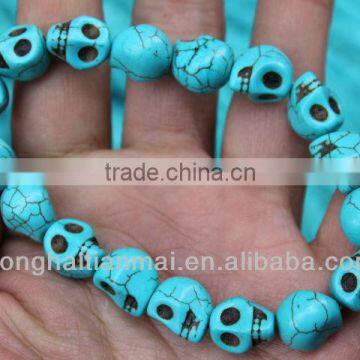 Wholesale Natural Mineral Beads Bracelet / Hot Sale Turquoise Specimen Beads Bracelet / Turquoise Gemstone Skulls Beads Bracelet