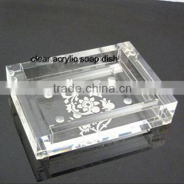 Fancy factory direct price clear acrylic soap dishes for showers, acrylic soap dish for hotel appliances