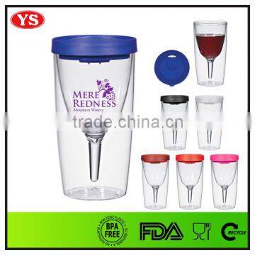 hot sale plastic 10 oz vino 2 go wine tumbler